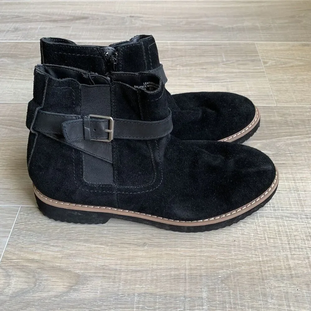 Bongo Kinsley Black Suede Zip Up Booties Sz 9 Boots Buckle
